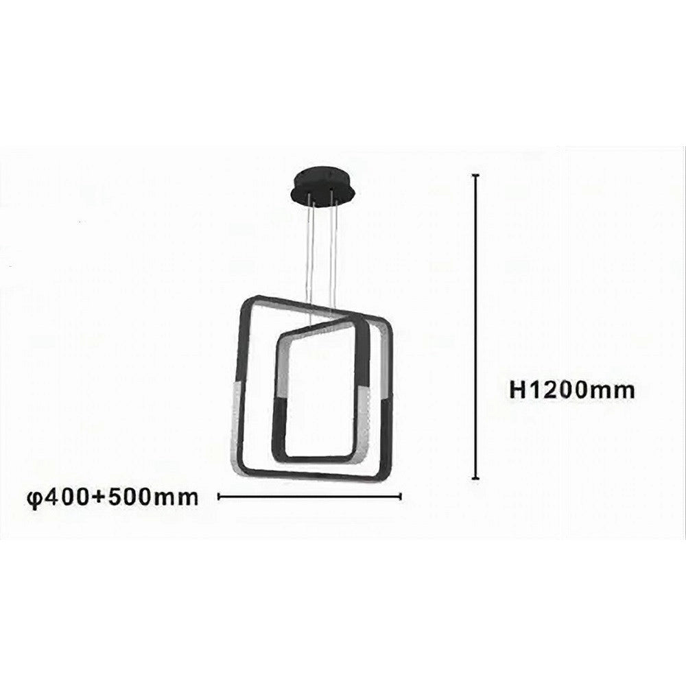 Trade Shop - Lampadario A Sospensione Led 64 W Quadrati Effetto Cristallo Moderno Nero 32194 -