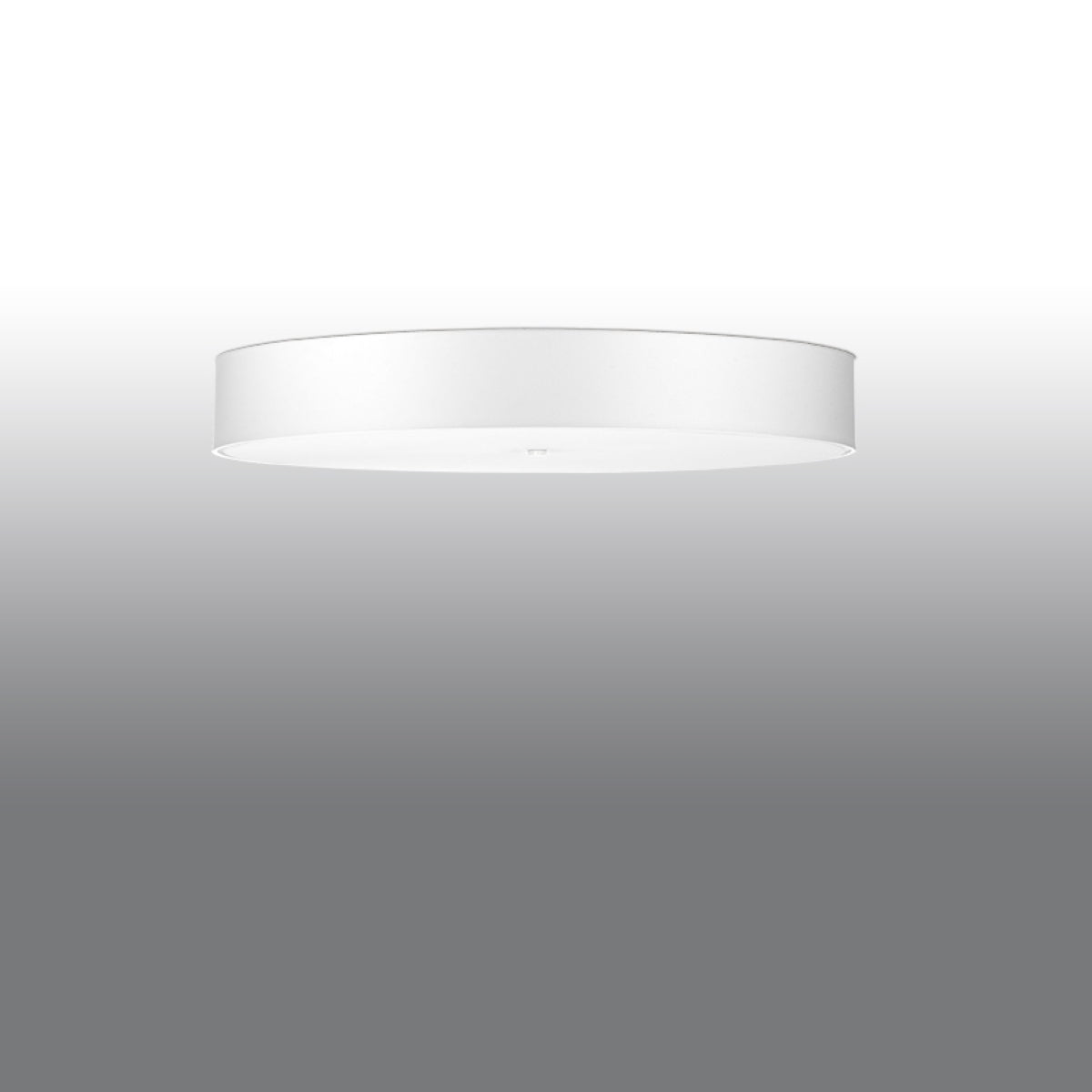 Lampadario da soffitto rotondo a 6 luci della serie SKALA in tessuto bianco, vetro e acciaio