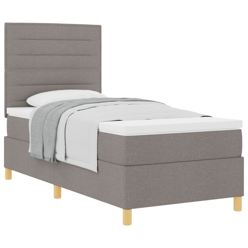 Letto a molle con materasso tortora singolo in tessuto