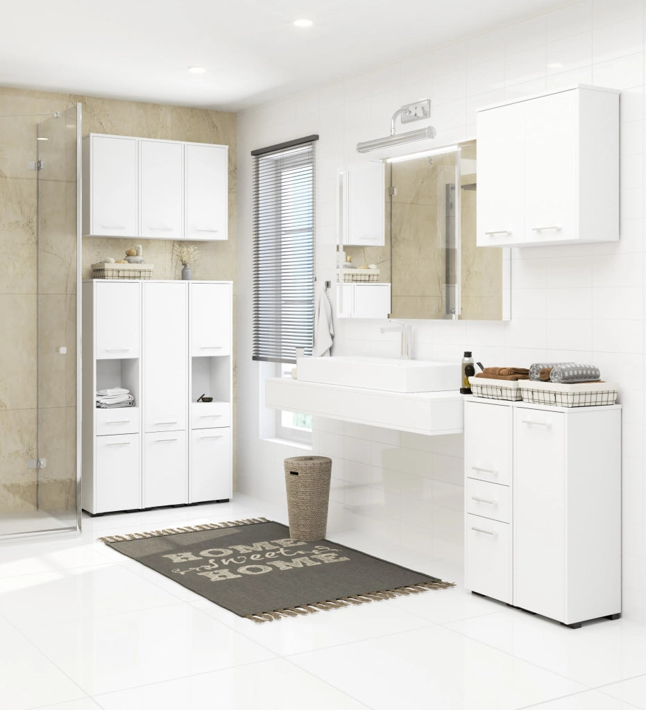 Colonna da bagno AKORD FIN Bianca 30 cm 2 ante 30x30x140 cm