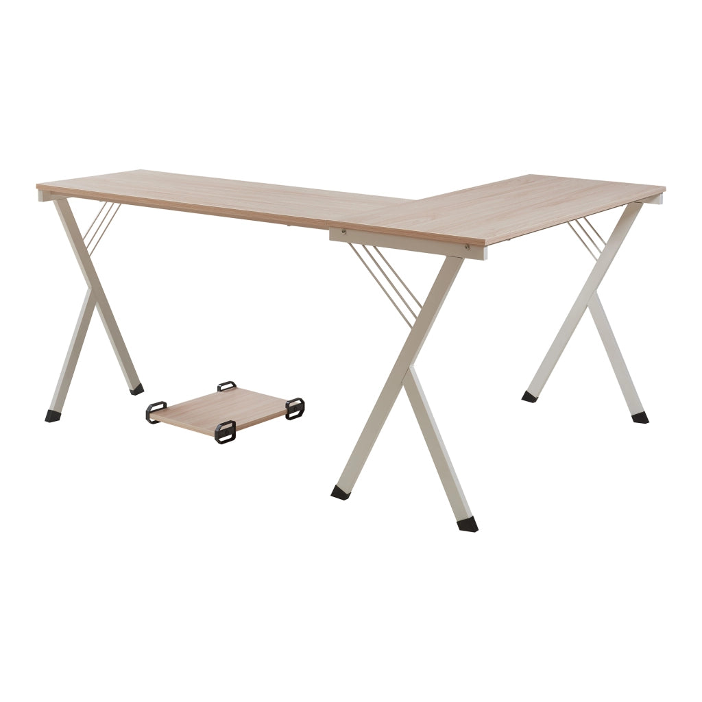 Scrivania Angolare Tarielarg con Supporto per Computer 158x120x75 cm Effetto Rovere [en.casa]