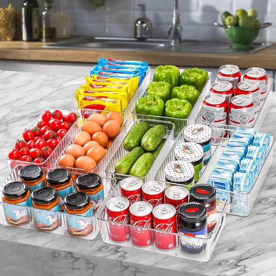Organizzatore per Frigorifero da 10, Scatola di Stoccaggio Transparente, Cassetto di Stoccaggio di Alta Qualità per Cucina con Maniglia per Frigorifero, Cucine, Armadi