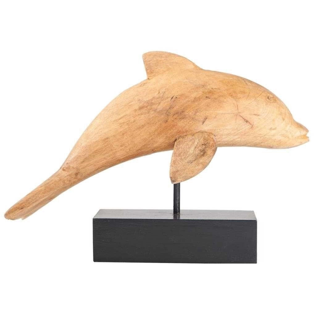 Figura delfino in legno con supporto 35x17x27h