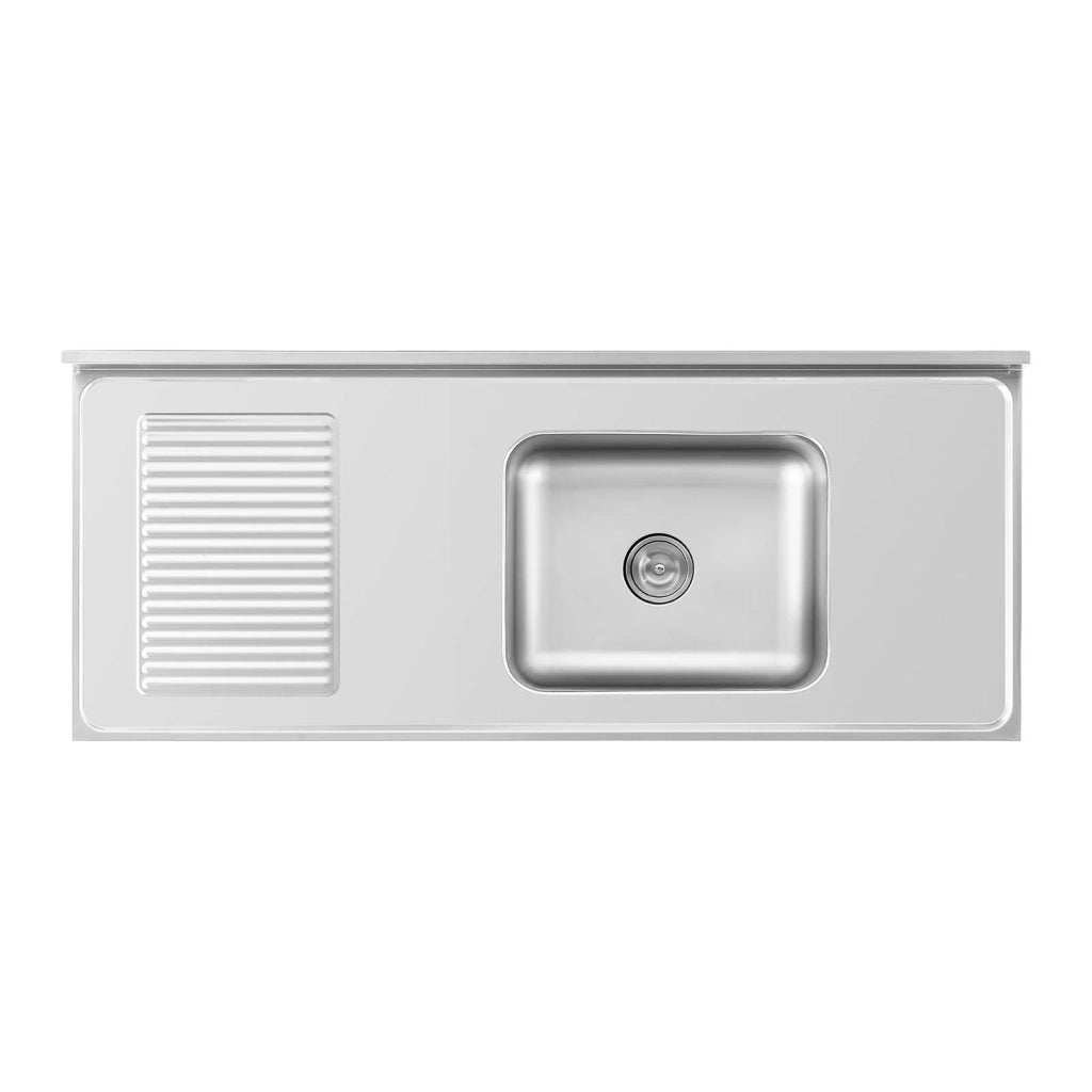 Lavello inox professionale su mobile basso con lavello inox (1 vasca: 500 x 400 x 240 mm, altezza alzatina: 100 mm, piedini regolabili) 14_0005019