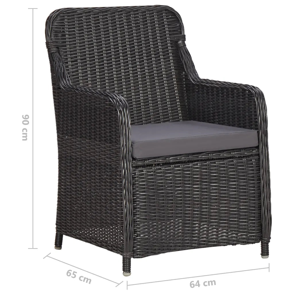 Set Bistrot da Giardino 3 pz con Cuscini in Polyrattan Nero