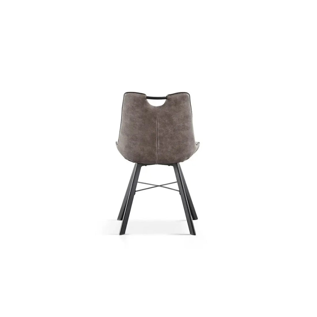 Sedia PAOLA – Microfibra PU grigio chiaro – Piedi metallo nero – Stile contemporaneo
