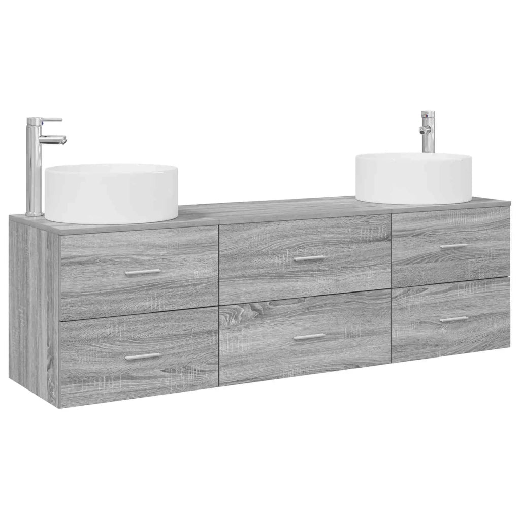 Set di mobili per il bagno 3 pz Sonoma grigio 3405944