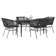 Set da Pranzo da Giardino con Cuscini 5 pz Polyrattan Vetro