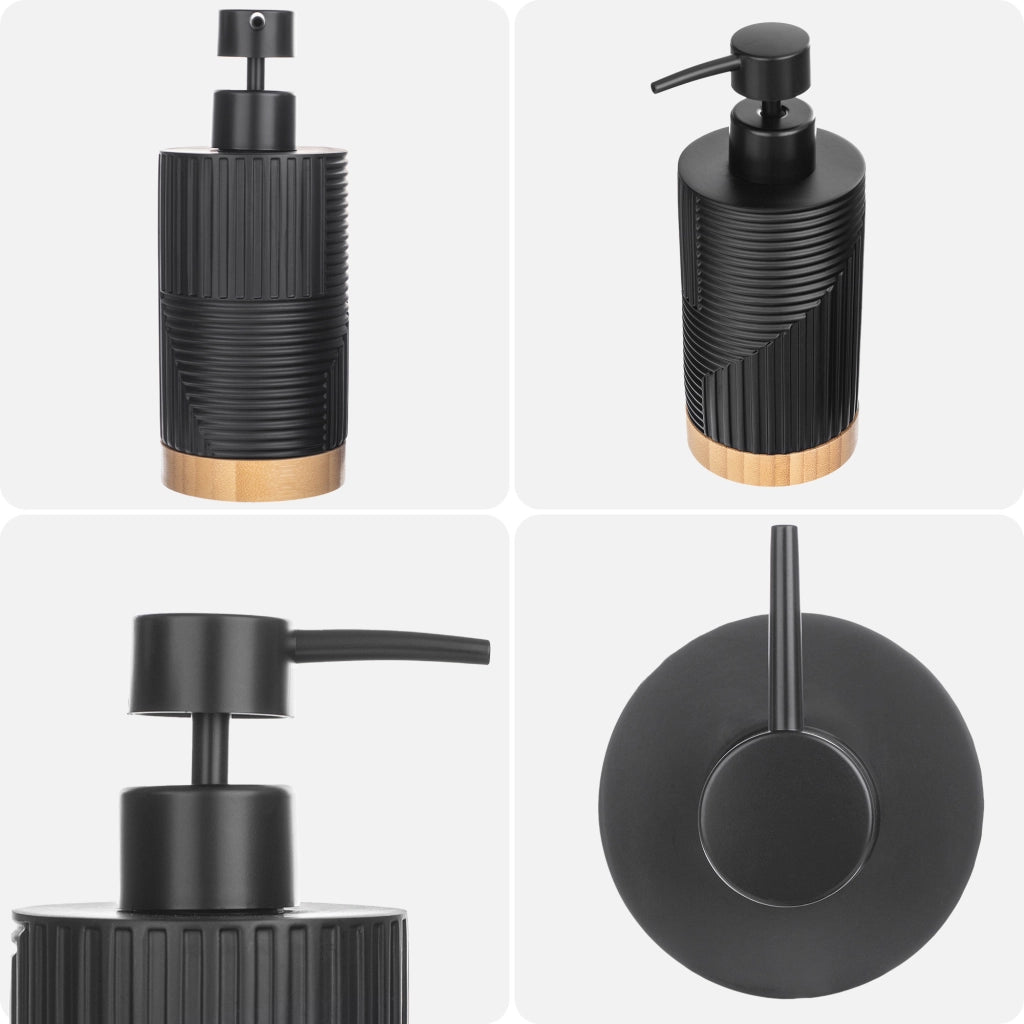 Set da bagno KADAX con dispenser di sapone liquido e bicchiere da bagno nero