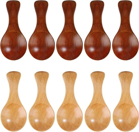 Set di cucchiai per sale in legno con manico di legno, set di 10 pezzi