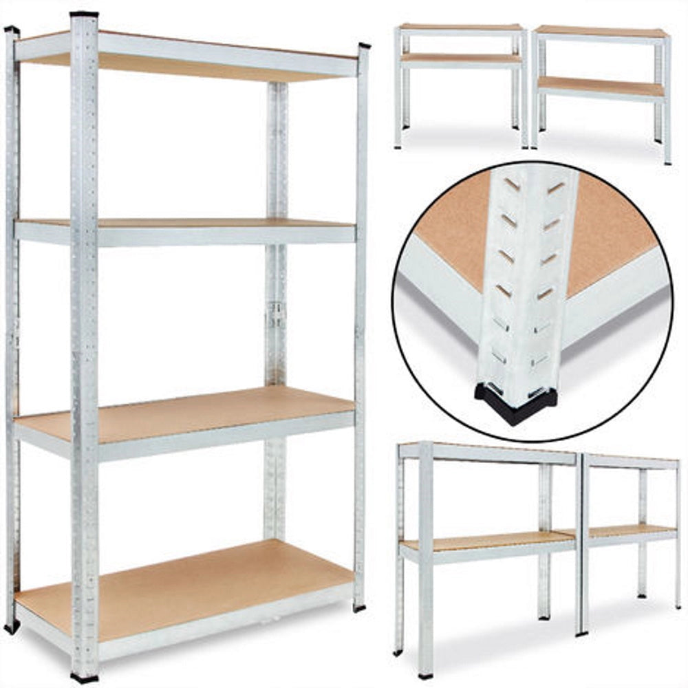 KIT 4 Scaffali in MDF Zincato 4 Ripiani: 75x30x150cm Portata 400KG (100kg a Ripiano)