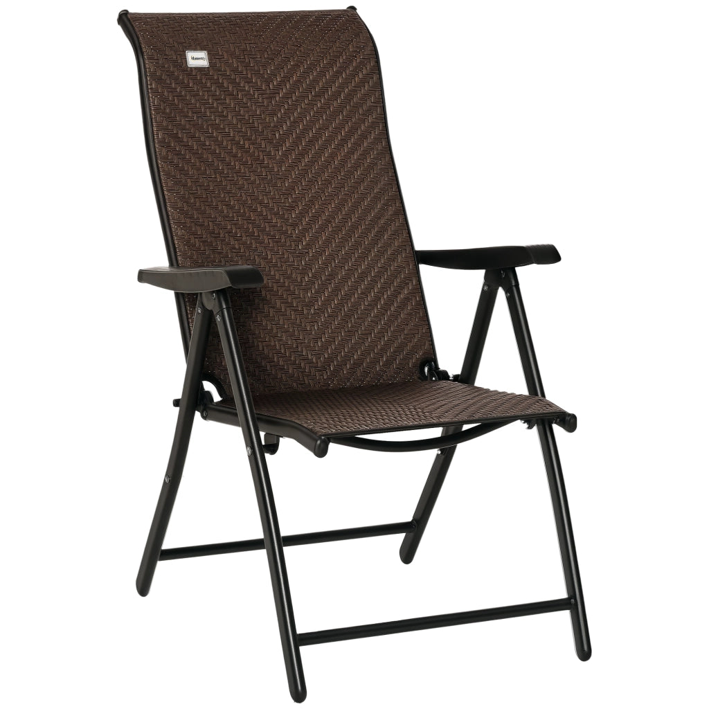 Sedia da giardino pieghevole in polyrattan con schienale regolabile ¨C zephmum ¨C marrone+nero 58x71x111cm