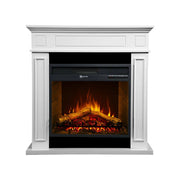 Camino elettrico Airola, Stufa elettrica, Focolare elettrico a parete, Caminetto moderno, Made in Italy, 90x28 h91 cm, Bianco