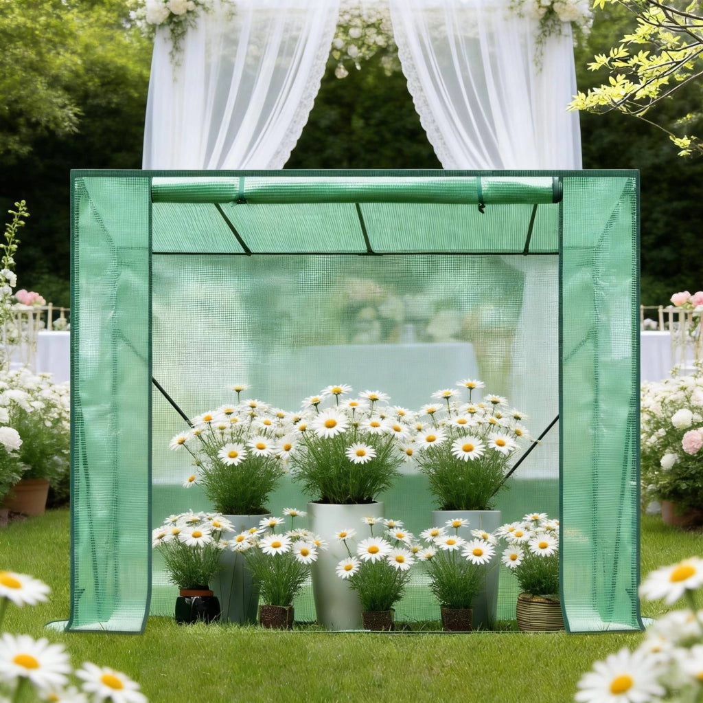 Serra da giardino verde in PE e acciaio 200 x 77 x 169 cm
