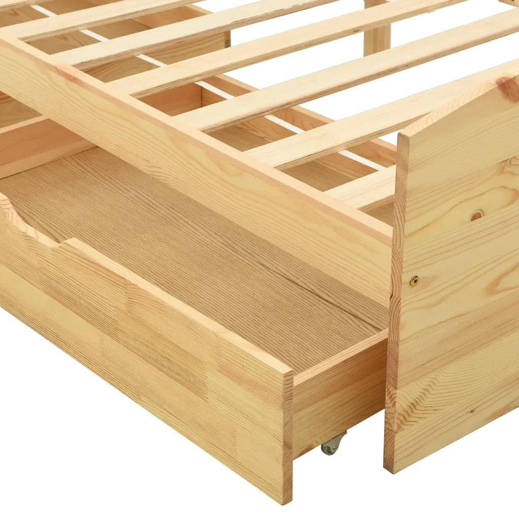Giroletto con 2 Cassetti in Legno Massello di Pino 90x200 cm 322154