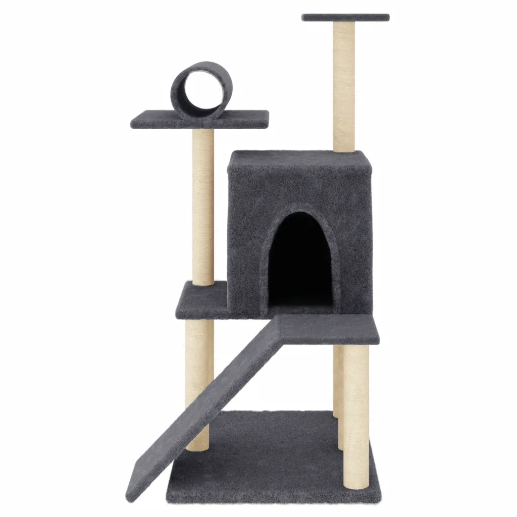 Albero per Gatti con Tiragraffi in Sisal Grigio Scuro 110,5 cm CFW9923932