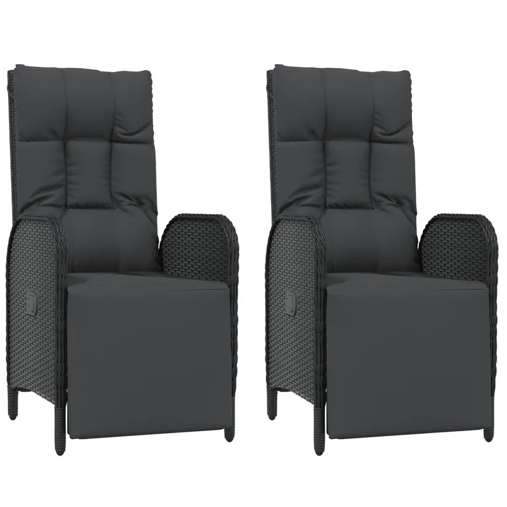 Set da Pranzo da Giardino 5 pz Nero con Cuscini in Polyrattan 3185090