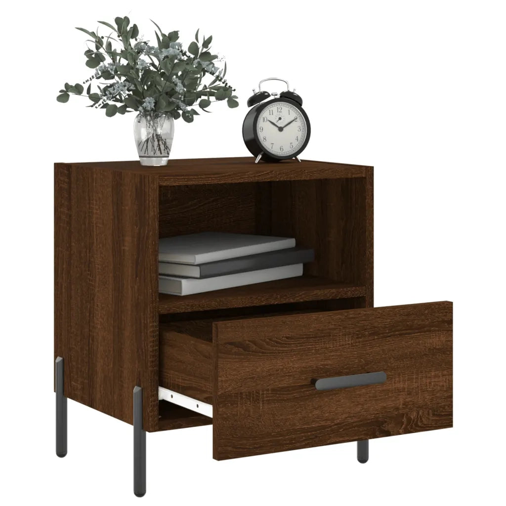 Set di 2 Comodini | Armadio da Notte | Mobiletto da notte Rovere Marrone 40x35x47,5 cm in Legno Multistrato