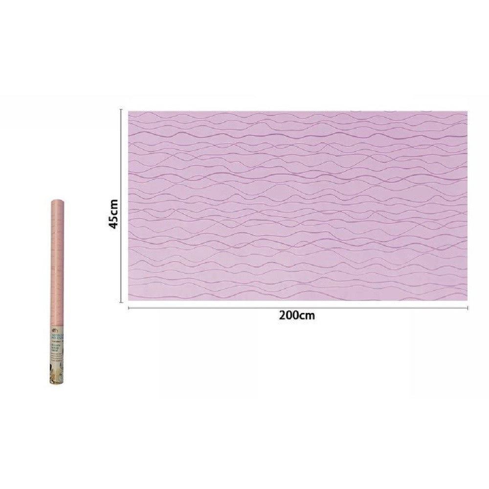 Trade Shop - Rotolo Pellicola Adesiva In Pvc Onde Rosa 45cm X 2mt Mobili Cassetti Casa 71225 -