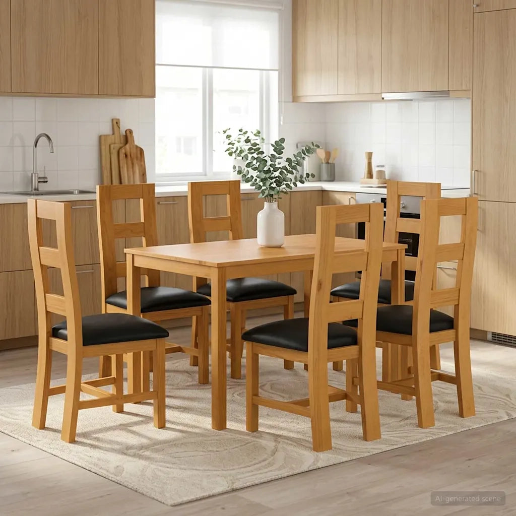 Set da pranzo 7 pz Nero Legno di Quercia Massello 3430267