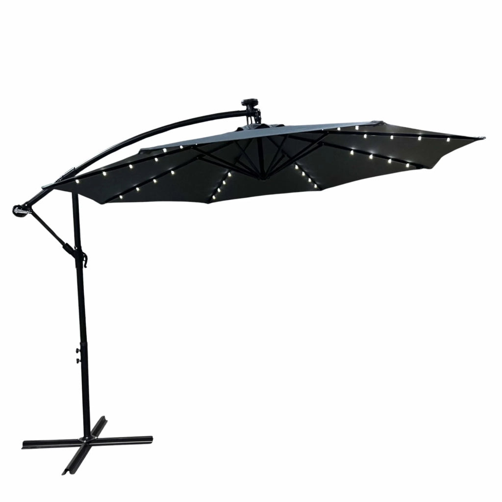 Ombrellone da giardino MILIN grigio scuro con illuminazione a LED peso 12,7 kg dimensioni 300x300x245 cm