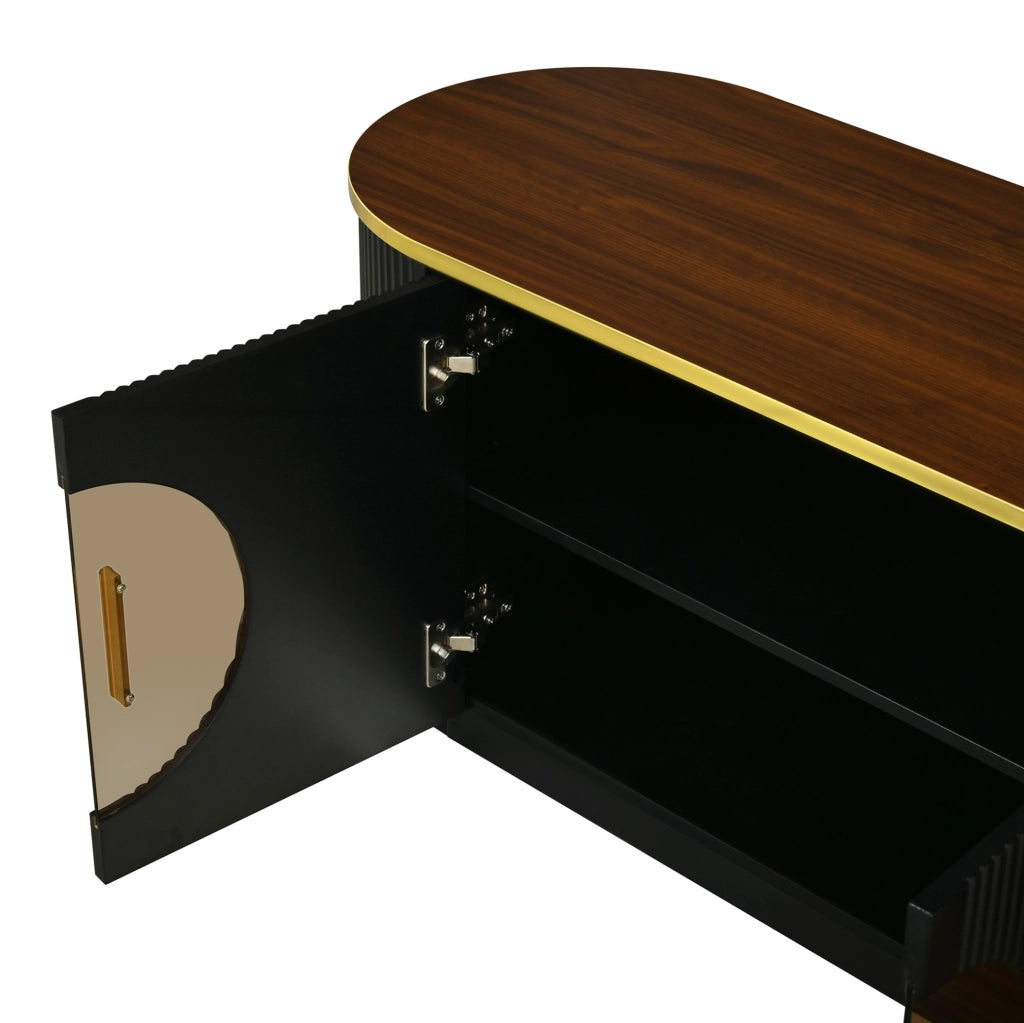 Mobile TV moderno 180x40x46 cm in MDF; con 3 cassetti e 3 ante; nero