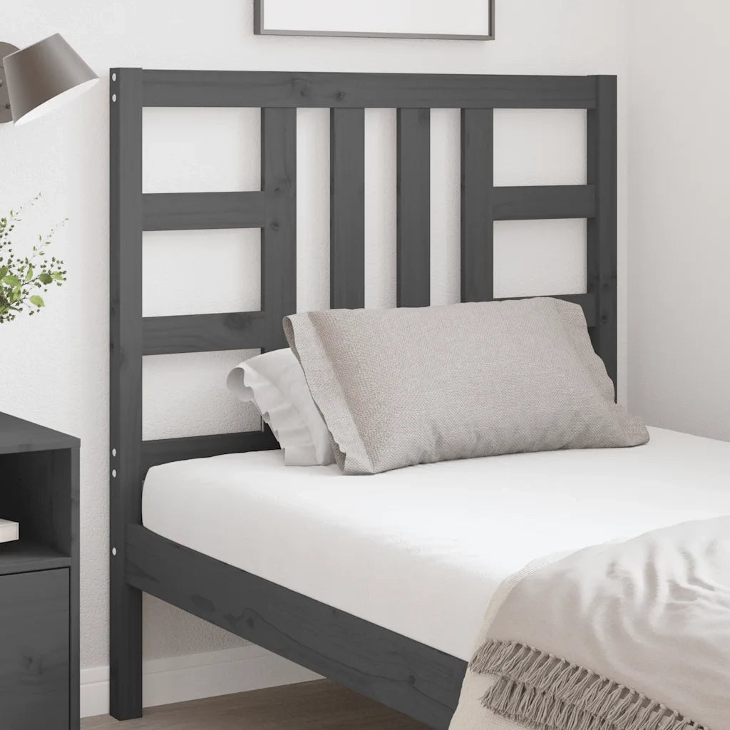 Testiera per Letto Grigia 96x4x100 cm in Legno Massello di Pino