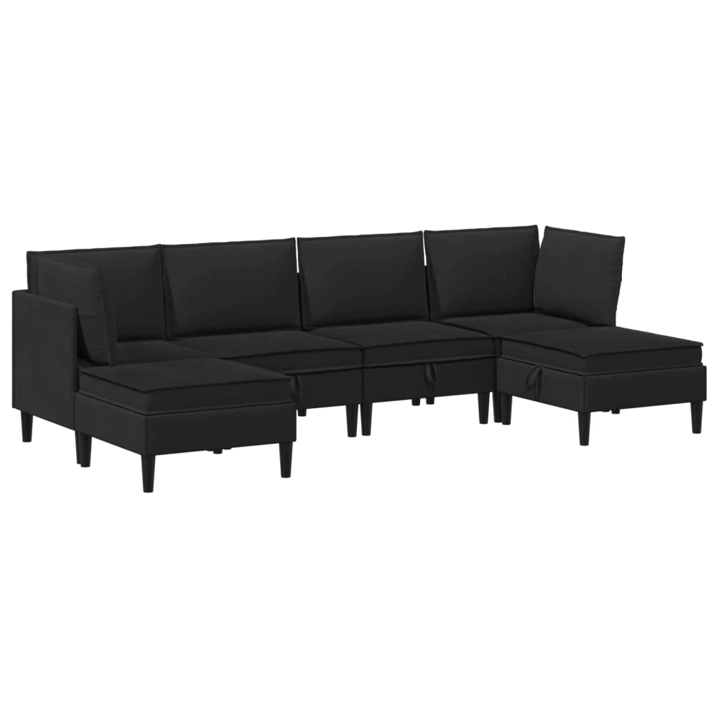 Set di mobili per il soggiorno 6 pcs Nero Tessuto
