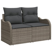 Set Divano da Giardino a 3 Pezzi con Cuscini Grigi in Rattan Polietilene