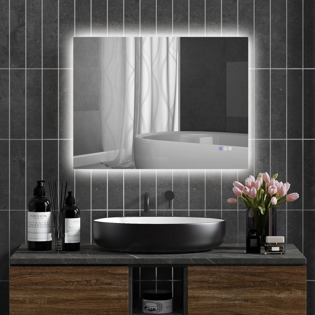 Specchio da Bagno con LED Regolabili ¨C Zephmum ¨C Vetro Anticondensa 80x60x4 cm