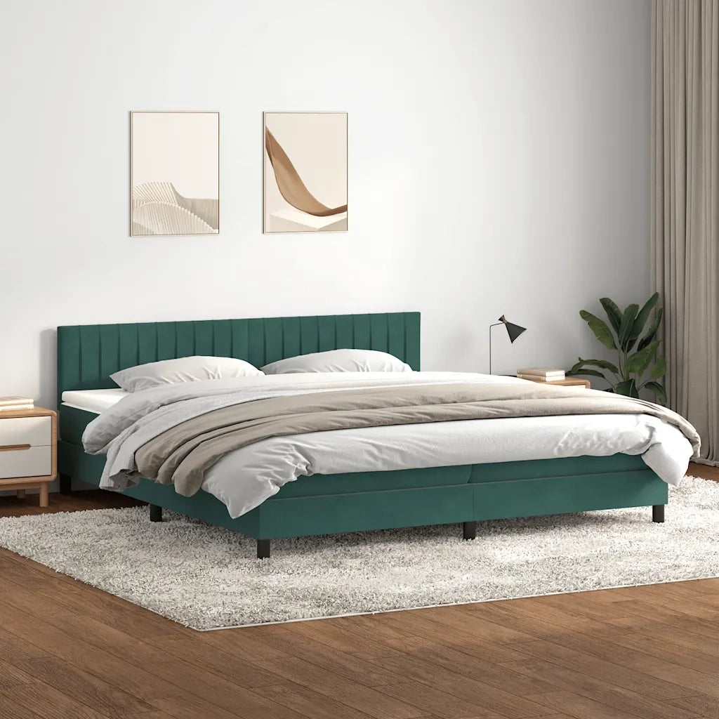 Giroletto a Molle con Materasso Verde Scuro 180x220 cm Velluto 3316464