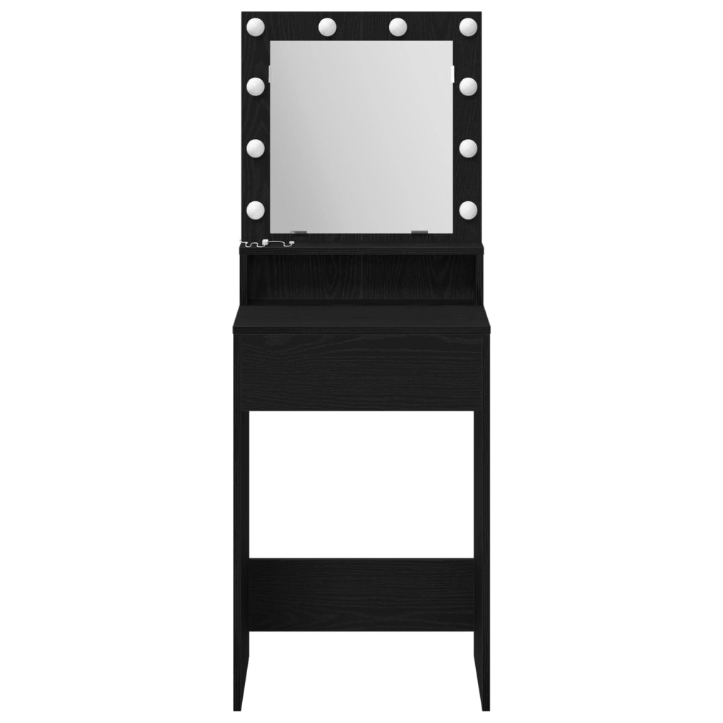 Toeletta  con luci LED Rovere Nero 50x41x135 cm