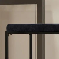 Set di 2 Sgabelli da Bar Alti con Cuscino di Seduta in Velluto, Poggiapiedi, Altezza 74 cm, Nero