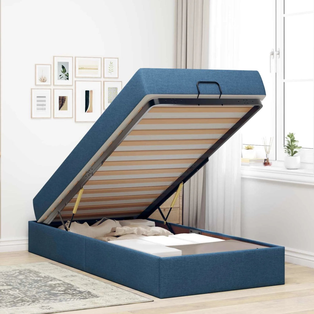 Struttura letto con materasso con materasso 2 pcs Blu Tessuto