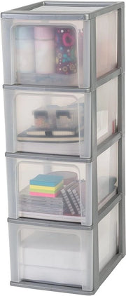 Cassettiere 4 Cassetti 13L A4 Cassetti Chiari Cassettiera per Ufficio e Sala da Pranzo in Grigio