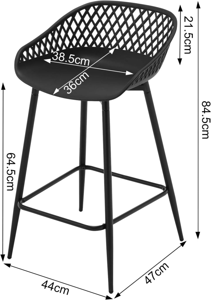 Sgabelli da Bar Set di 4, Sgabelli da Bar per Colazione, Sgabelli da Cucina con Poggiapiedi e Schienale, Sgabelli Alto con Seduta in Plastica, Neri, BH417sz-4