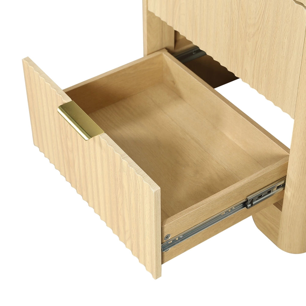 Mobile da bagno con lavabo in ceramica, cassetti portaoggetti, portarotolo, maniglie in metallo, senza rubinetto, color legno naturale