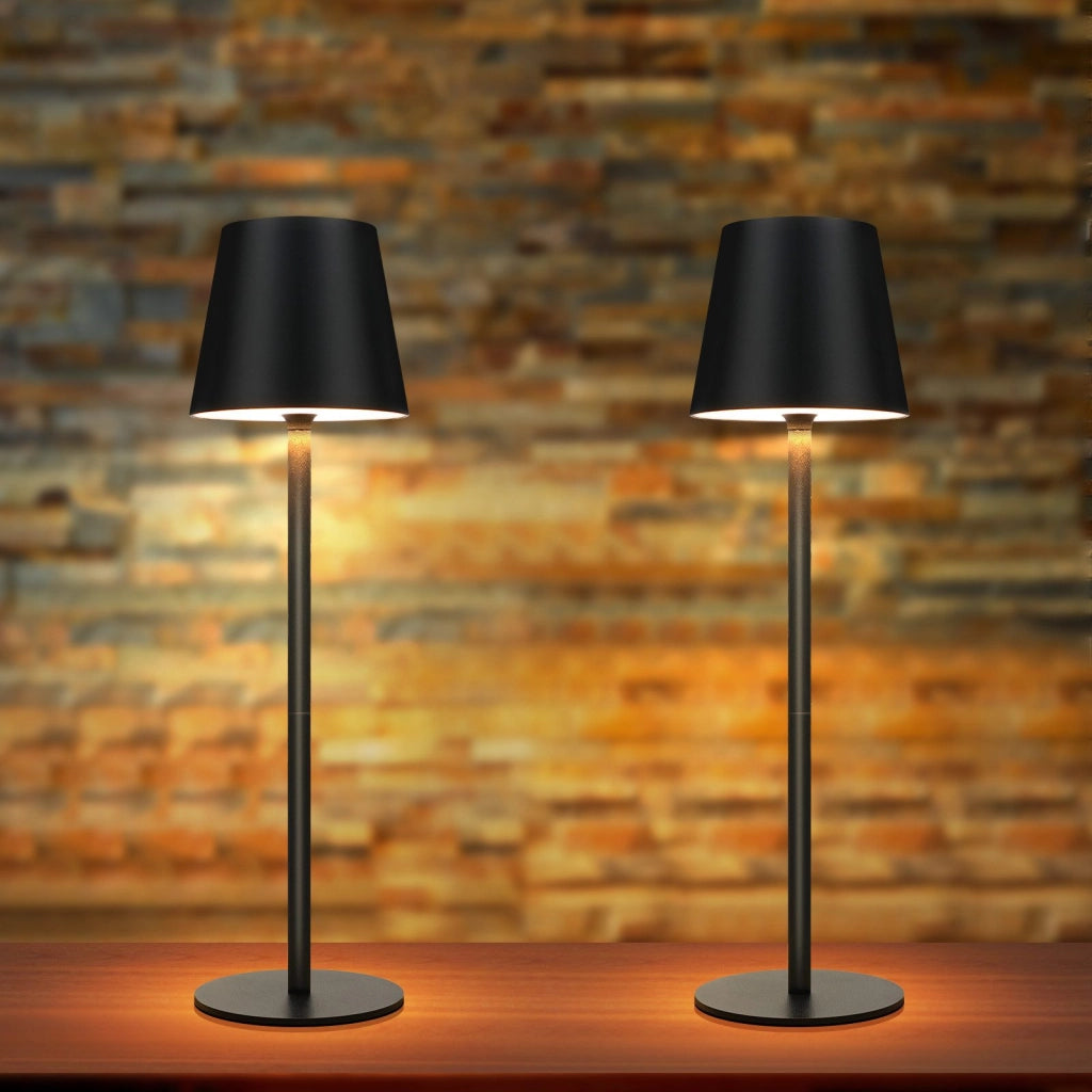 ZMH Lampada da tavolo LED wireless set 2 pezzi nera RGB 2600mAh touch dimmerabile USB TypeC ricaricabile percamera letto