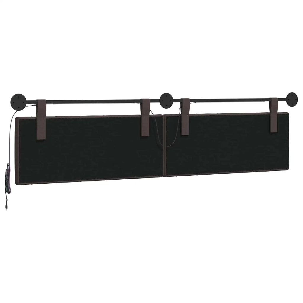 Testiera sospesa Con luce LED Marrone Scuro Tessuto 3424713