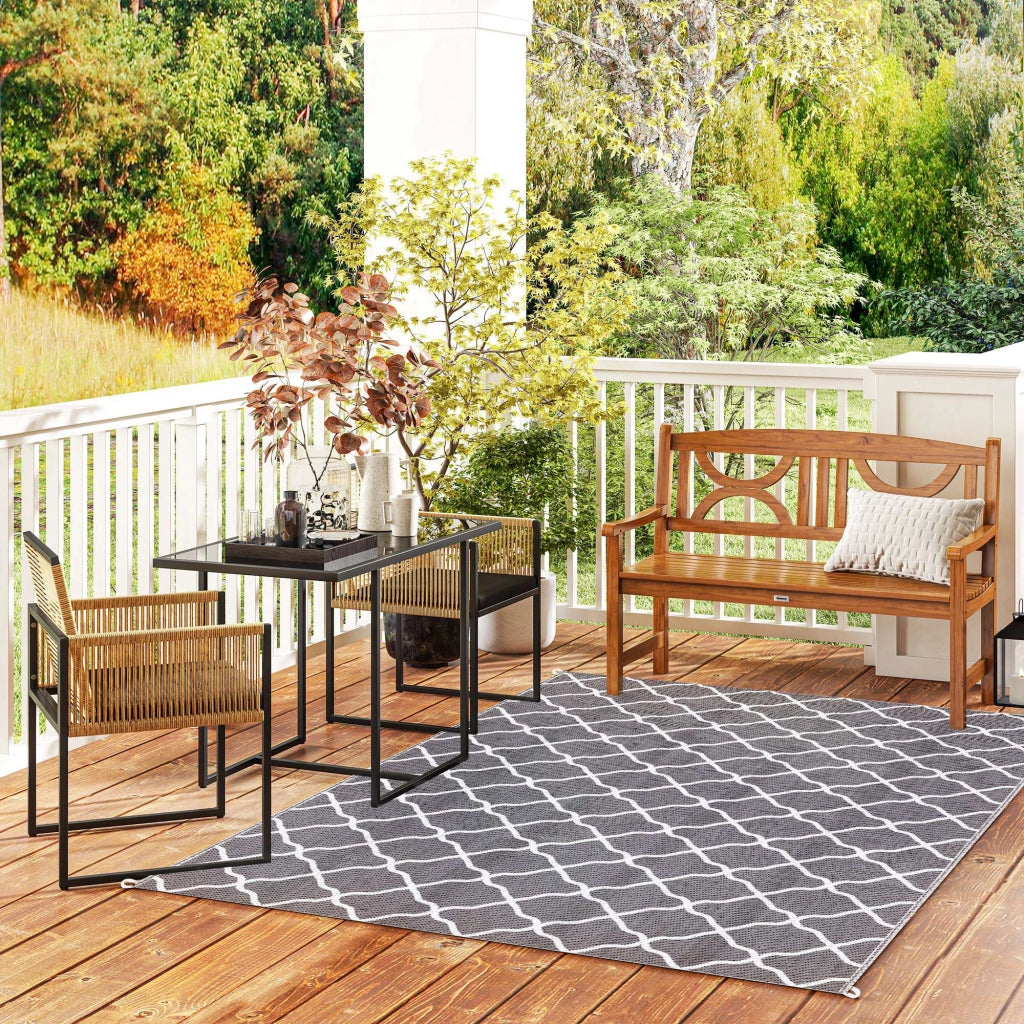 Tavolo da pranzo con vetro e 2 sedie in rattan ¨C zephmum ¨C nero e naturale 90x90x75 cm