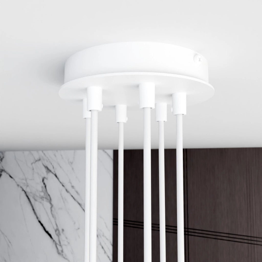 Lampada a sospensione Modus in acciaio bianco opaco