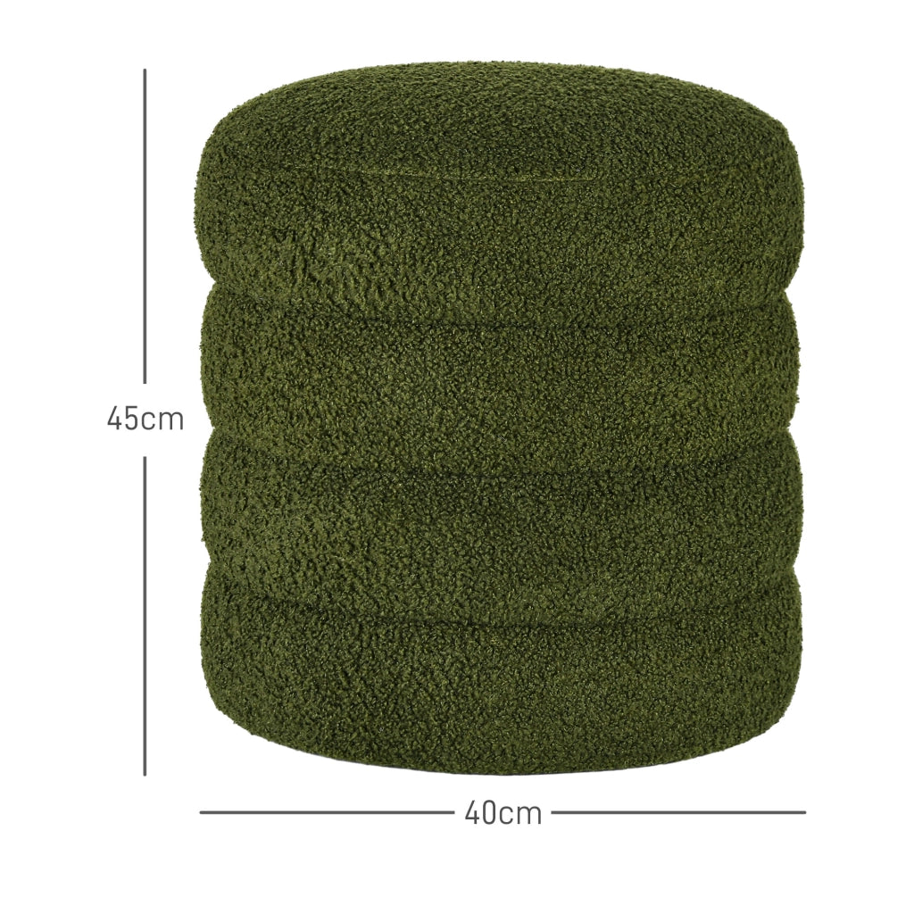 Pouf rotondo ¨C zephmum ¨C verde, in tessuto peluche, 40x45 cm