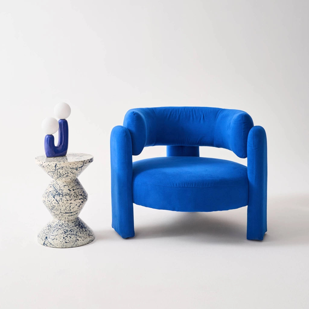 Tavolino da divano in acciaio smaltato, motivo maculato, 47cm, blu