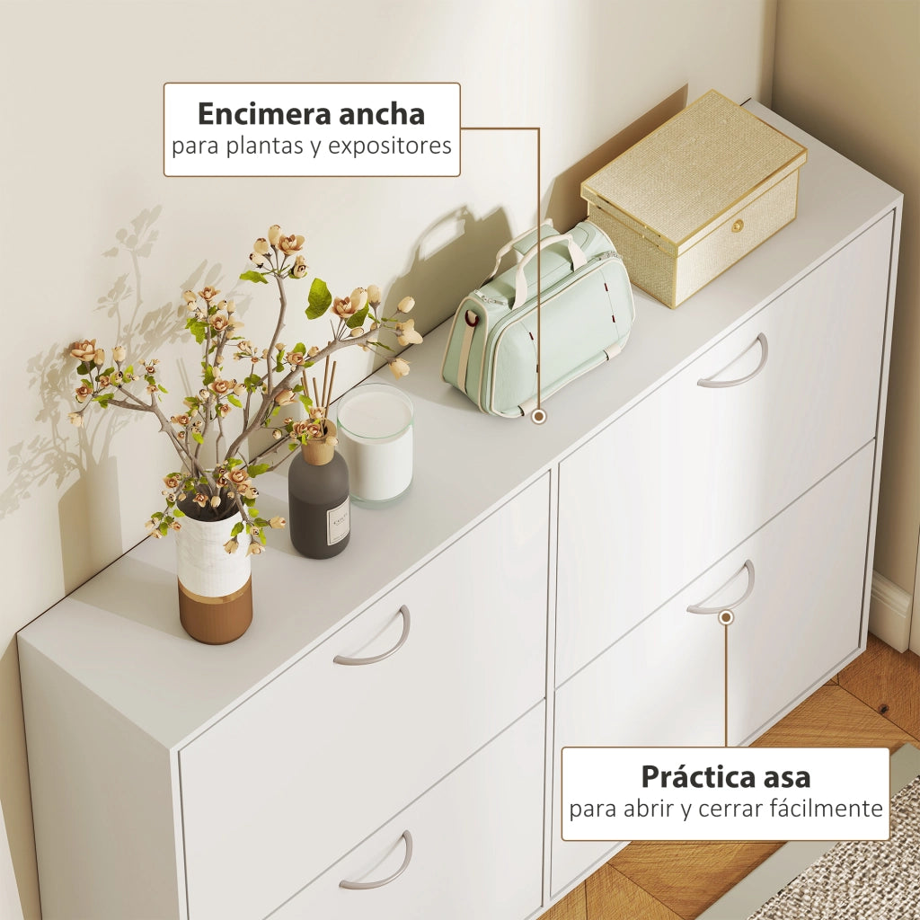 Scarpiera con 4 cassetti ¨C Zephmum ¨C Bianco 120x24x81 cm