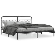 Letto matrimoniale | Letto per adulti | Giroletto con Testiera in Metallo Nero 200x200 cm