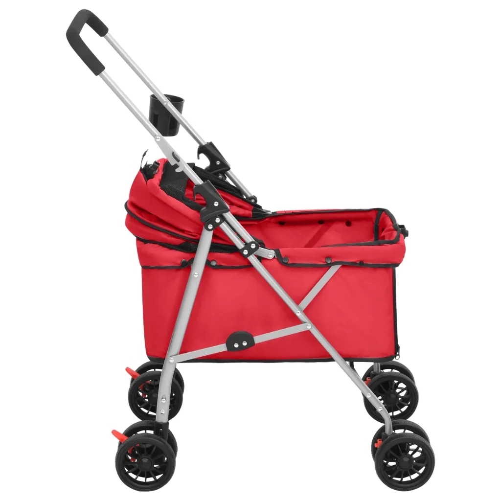 Passeggino per Cani Pieghevole Rosso 76x50x100cm Tessuto Oxford 172199