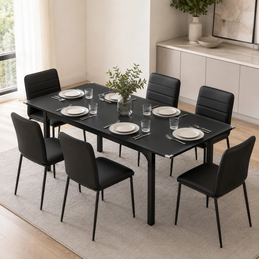 Tavolo da pranzo allungabile 4-6 persone ¨C Xylo ¨C gambe acciaio nero salvaspazio
