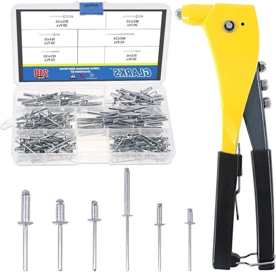 Pistola di fissaggio con set di fissaggi pesanti 210 pezzi per lamelle di alluminio - Kit di accessori per lavori di piastrellatura, ferrovie e opere di canale