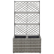 Letto Rialzato a Traliccio 2 Vasi 58x30x107cm Polyrattan Grigio 46934
