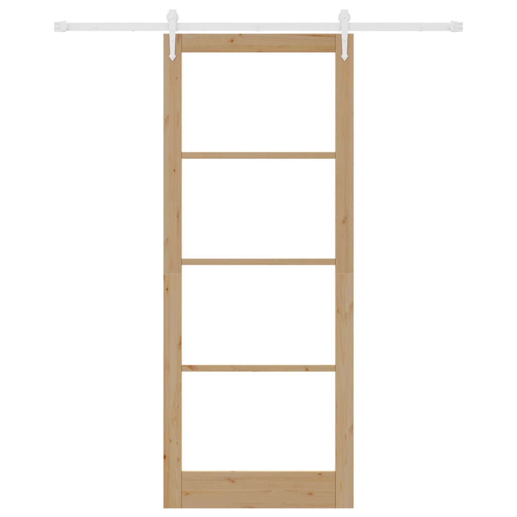 Set Porta Scorrevole  con Kit Hardware 93x232 cm Legno Massello Pino